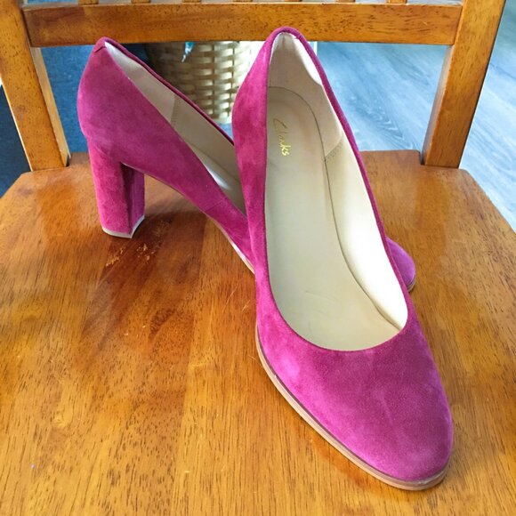 Clarks Women's Pumps Heels Kaylin Cara Shoes in Wine Suede Size 9 M - Picture 5 of 6